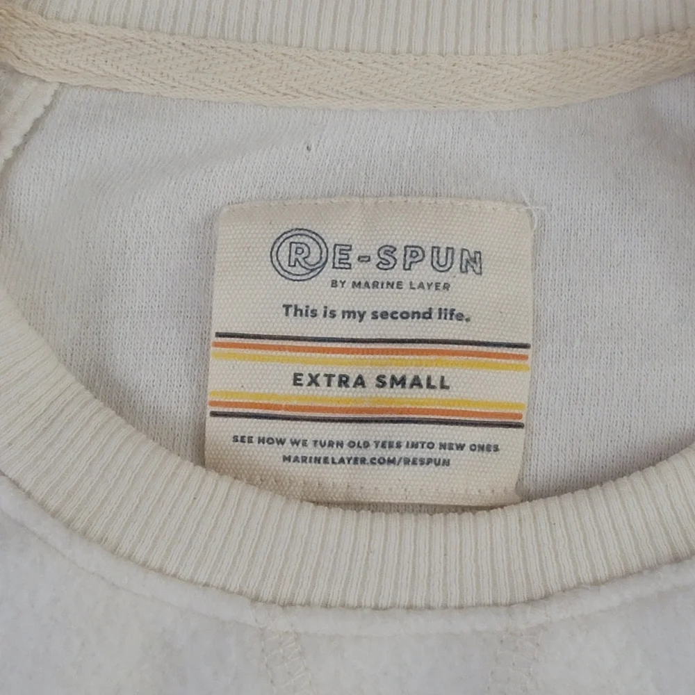 Marine Layer White Re-Spun Sweater with Stripes - Picture 4 of 7